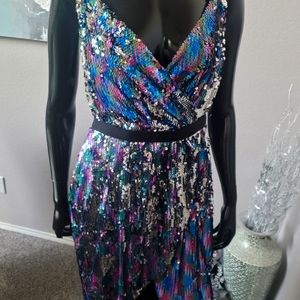 Beautiful sky blue and silver sequin dress
